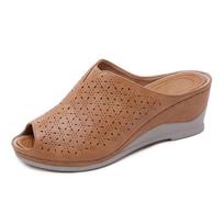 Vasariniai batai Moterims Romos Sandalai Laisvalaikio Moteriški Platforminiai Sandalai Minkšti Batai Mados Prekės ženklo Moteriški Kulniukai Platforma 5cm Didelis Dydis A2116 5.5 ruda