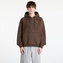 Nike Solo Swoosh Men's Full-Zip Fleece Hoodie Dark Hazel/ White - Dydis XL (HV1084-212 Džemperiai)