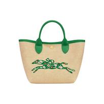 Longchamp Le Pliage 21 Siuvinėta spaudžiamomis knopkomis drobės ir odos apdailos pirkinių krepšys Moteriškas pirkinių krepšys Žalias 10144HCE129 Green