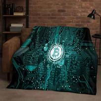 HD Rich BTC Bitcoin Circuit Board Art Cartoon Flannel Blanket,Ultra Soft Warm Plush Throw for Home Bedroom Bed Sofa Cover Kids 75x90cm