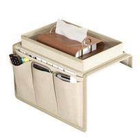 Couch Cup Holder Tray Couch Drink Holder Caddy Sofa Armrest Organizer with Side Pockets for Remotes Cell-Phone Tablet Snack smėlis