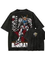 Gundam Barbatos T Shirt Men IBO Vintage Acid Wash Mecha Streetwear Retro Iron Blooded Orphans Japanese Graphic Tees comfortable XL