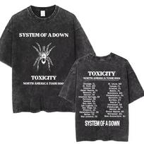 Washed Vintage System of A Down Toxicity Album Graphic Tshirt Men Women Rock Alternative Metal T Shirts Male Oversized Tshirts S