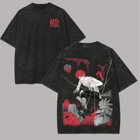 Sasori T Shirt Naruto Men Acid Wash Back Print Akatsuki Puppet Anime Graphic Cotton Streetwear Sasori Vintage Bootleg Tee M