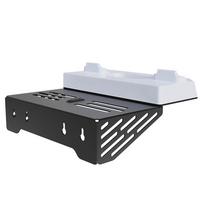 Shelf Floating Mount with Dual Controller Charger RGB Light Wall Stand W/ Headset Holder for PS5/PS5 Slim Disc & Digital Console juoda