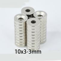20/50pcs 10x3mm & 10x4mm Magnets with 3mm Center Hole, Countersunk Mounting Magnets for Screw Fixing in Robotics, Machinery