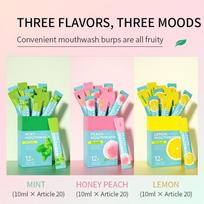 10ml*20 Peach-Flavored Mouthwash Sticks, Clean Teeth, Freshen Breath, Reduce Odor, Stick-Pack Design, Hygienic and Easy to Carry 3pcs