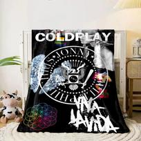 A collage of Coldplay album art, logos, and symbolic graphic designs. for all seasons blanket lunch break throw gift 80cm x 120cm