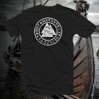 Valknut #1 COTTON T-SHIRT Norse Viking Rune Saxon Ward Magic Pagan Symbol Unisex T-Shirt S įvairiaspalvis