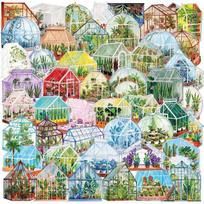 50PCS Greenhouse Green Plants PET Sticker Aesthetic Decoration Scrapbooking Stationery DIY Hand Accounting Supplies for Kids