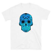 Skull Trippy Hippie Blue Green T-Shirt S įvairiaspalvis