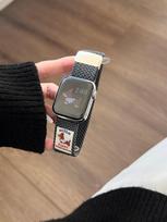 Elastic Woven Nylon Dog Watch Strap for Apple iWatch Series 11/10/9/8/7/Ultra/SE 42 (10th/11th Gen) pilka spalva