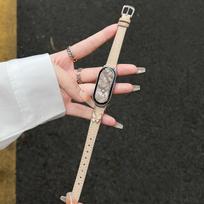 Compatible with Xiaomi Smart Band 10: New Butterfly Buckle Leather Strap with Slim Waist Design for Women, NFC Enabled. For Xiaomi Band 9 - Universal NFC + 2 Films