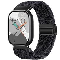 Compatible with Huawei Band Fit 3/4/5 Pro: Magnetic Woven & Nylon Watch Strap Metal Connector Strap