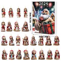 Christmas Santa Acrylic Advent Calendar With 24 Parts Festive Decor For Family Celebration Style A