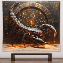 Vintage wall tapestry with the Scorpio zodiac sign 75x100 juoda