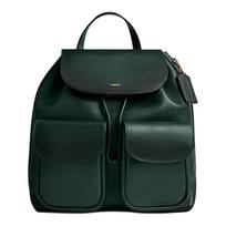 COACH Crosby 28 Logo Magnetic Snap Drawstring Closure Calf Leather Backpack Large Women's Jungle Green žalia