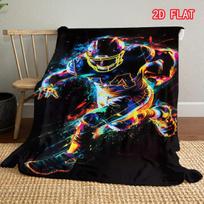 Neon American Football Player Print Flannel Blanket, Colorful Sports Throw for Bed Sofa Couch, Soft Cozy Lightweight Cover 80cm x 120cm
