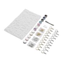 DIY Silicone Mold Set Horn Nails Round Rings Colorful Sequins Keyring Kit for Making Jewelry Pendant Earring Keychain