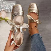 Women's Color Block Bunny Ear Mary Jane Flats, Bow Decor Shallow Mouth Ballet Style Casual Daily Comfortable Shoes 36 auksas