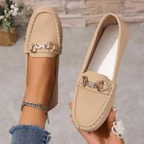 Womens Casual Slip on Mary Jane Shoes Spring Autumn Fashion Round Toe Solid Soft Sole Flat Loafers 39 chaki