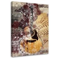 Drobės spaudinys Gitara Muzika Retro 40x60 smėlis