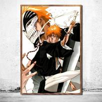 solid Wood Frame Abstract Bleach Kurosaki Ichigo Japan Anime Wall Art Canvas Painting Nordic Posters And Prints Pictures For Living Room Decor 15*20cm(with frame)