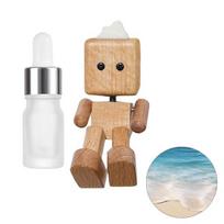 Wooden Man Figurine Handmade Wood Doll with Swing Feet Car Aromatherapy Ornament Wooden Art Piece Auto Decor Ocean breeze