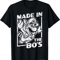 Super Mario Bros 3 Tanooki Mario Made In The 80's Vintage T-Shirt S įvairiaspalvis