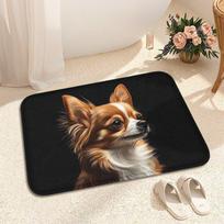 Cute Chihuahua Dog Print Floor Mat, Pet Theme Non-Slip Entrance Rug, Washable Indoor Outdoor Decor Gift 40x60cm