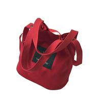 Ladies Messenger Bag  Canvas Bag Cloth Bag Cute Portable Bucket Bags raudona