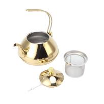 Gold Stainless Steel Teapot Detachable Strainer Classical Stovetop Kettle 1.5L Capacity Metal Construction Brewing Kettle