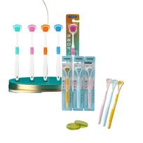 Tongue Cleaner Brush Set Dual Head Oral Hygiene Tool with Soft Bristles and Ergonomic Handle for Daily Fresh Breath and Bacteria Removal Pack of 2