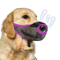 Breathable Anti-Bite & Anti-Bark Dog Muzzle Mask Medium tamsiai violetine spalva