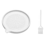 White Food Hand Grinder with Brush Kitchen Garlic Masher Convenient Porcelain Grater Plate  Cooking Roud