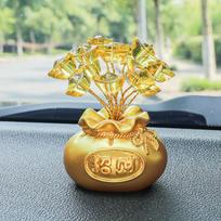 Feng Shui Car Decor Resin Lucky Money Bag With Blessing For Center Console Gold D