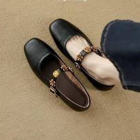 Women's Slip-on Mary Jane Flat Shoes, New Autumn Style, Soft Leather 35 juoda