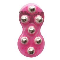 Massage Roller Ball 7 Beads Cellulite Muscle PVC Body Anti Ergonomics Design Pain Relief Relax rožinė raudona spalva