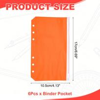 6Pcs A5 A6 Binder Pockets 6 Holes Binder Inserts Cash Envelopes Waterproof Clear Storage Pocket Zipper Pouches for Binders Pouch