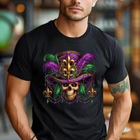 Mardi Gras Sugar Skull T-Shirt Carnival Halloween Costume Tee S įvairiaspalvis