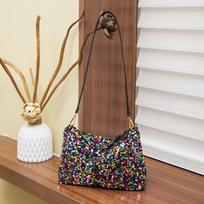 Underarm Bag, Popular Dumpling Bag, Hand-held Korean Style, Stylish Sequin, Simple Shoulder Bag, Women's Bag, New Handbag, Black