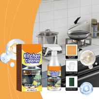Kitchen Cleaner Degreaser Spray 120ml Oil Stain Remover for Stove Oven Grill Fast Acting Multi Surface Cleaner with Scouring Pad Gloves and Cloth One Size