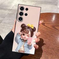 Case for Samsung Galaxy S25 Edge S21 FE S20 S23 Ultra S24 Plus Black Soft Phone Cover Cartoon Girl Pattern Galaxy S24 FE