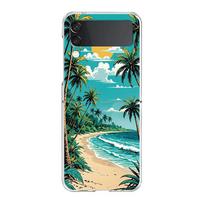 Phone Cover For Samsung Galaxy Z Flip 7 6 5 4 Case Transparent For Samsung Z Flip 3 Hard PC Foldable Sunset Coconut Tree Pattern for Samsung Z Flip