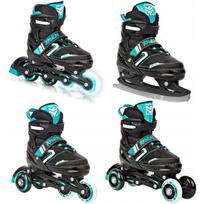 Rolki Łyżwy Wrotki 4W1 Regulowane Raven Helixi Black/Mint 30-33 Kółka Led