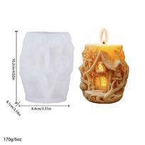 3D Diy Magic Cube House Candle Silicone Mold Elf Tree House Candle Mold Funny Castle Chimney House Resin Concrete Gypsum Mold as the picture
