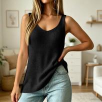 Women's Sleeveless Knit Tank Top Casual Loose Fit Beach Camisole Lightweight Summer Pullover for Daily Wear XL juoda