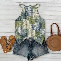 Women Sleeveless Bohemian Floral Print Tank Top Adjustable Strap Casual Summer Blouse Lightweight Loose Fit S