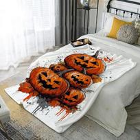 Pumpkin Halloween Print Microfiber Flannel Cover Blanket Bedroom Living Room Sofa Soft And Comfortable Home Decoration 75x90cm