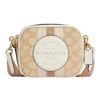 COACH Dempsey 14 classic plaid jacquard with pebbles leather camera bag shoulder bag crossbody bag women's light khaki ruda